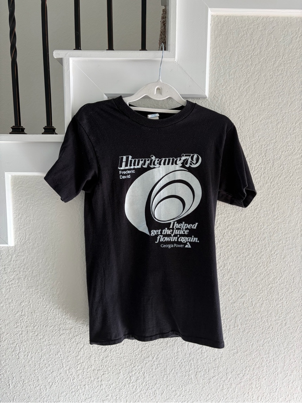 Vintage Black Graphic Tee, 1970s, Medium